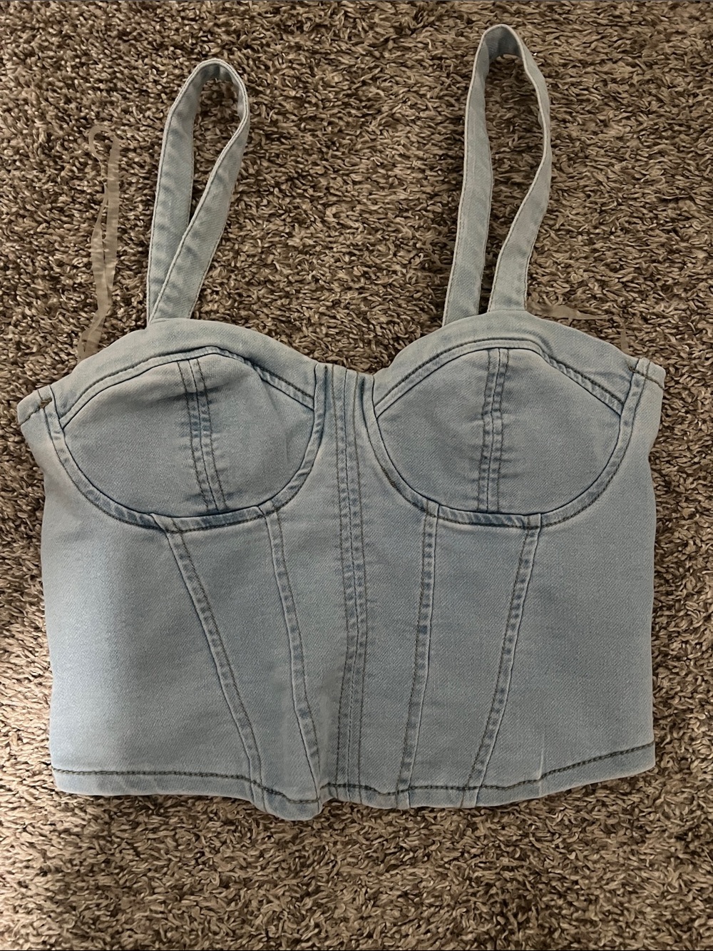 No Boundaries Light Blue Denim Bustier Crop Top